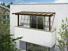YKKAPのバルコニー屋根 サザンテラス (パーゴラ仕様) 屋根タイプ 単体 サンシェードカーテン付き