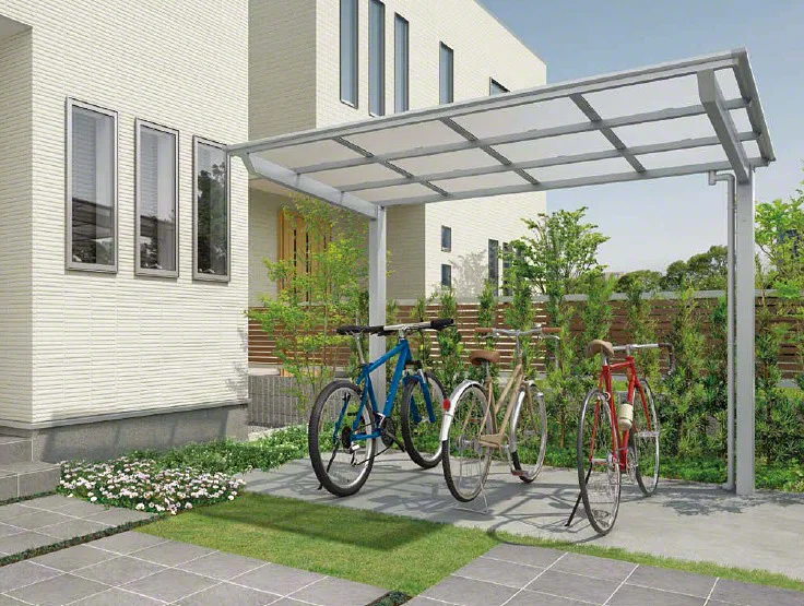 アパートにある自転車置き場（サイクルポートとサイクルラックセット