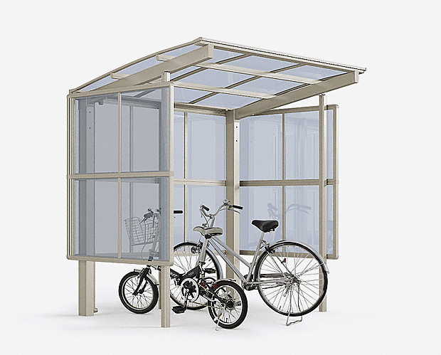 リクシル ネスカR ミニ 基本 18-29型 標準柱（H19） 熱線吸収ポリカーボネート屋根  『自転車置場 サイクルポート 自転車屋根』 - 3