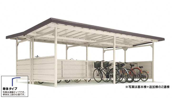 ヨド自転車置場 YOKCタイプ 背合せ型 基本棟 一般地用-ヨドコウ