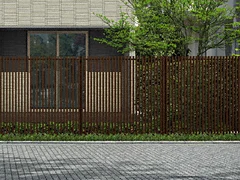 YKKAPのフェンス ルシアス スクリーンフェンスS02型 木調色