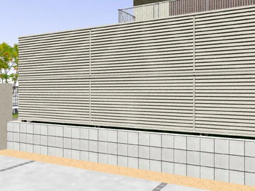 YKKAPのフェンス・柵 シンプレオフェンス13型 目隠しルーバー 2段支柱 自立建て用