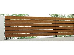 YKKAPのフェンス ルシアスフェンスH14型 横ランダム格子 木調色