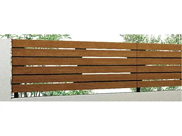 ルシアスフェンスH14型 横ランダム格子 木調色