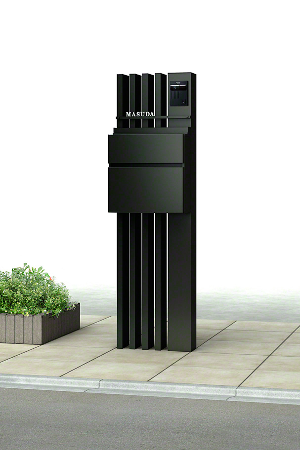 門柱 ポスト 機能門柱 ルシアスポストユニット WD01型 照明なしタイプ 本体：木調色 T11型（後出し） ポスト：アルミ色 YKKap 郵便ポスト 郵便受け 機能ポール - 6