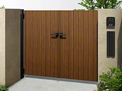YKKAPの門扉 ルシアス門扉BW03型 たて板張り(鋲なし) 両開き 木調カラー