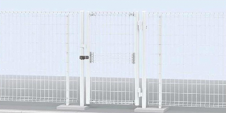 金網門扉 軽量 片開き H1.2m×W2.0m（両柱） フェンス 柵 ゲート - 1