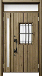 LIXIL リクシル（トステム）の玄関ドア リシェント3 D44型 断熱仕様k4型(セレクト色)　親子ランマ付タイプ [ラフアンバーエルム]