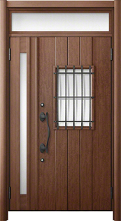 LIXIL リクシル（トステム）の玄関ドア リシェント3 D44型 断熱仕様k4型(木目調)　親子ランマ付タイプ [ポートマホガニー]