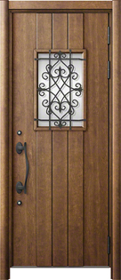 LIXIL リクシル（トステム）の玄関ドア リシェント3 41N型 高断熱仕様(木目調)　片開きタイプ [ハウドダウンチェリー]