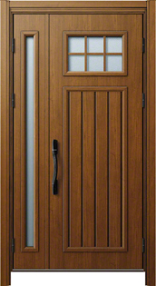 YKKAPの玄関ドア ドアリモ 断熱ドア E01 D4仕様(木目調)　親子タイプ [キャラメルチーク]