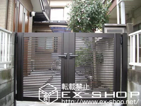 東京都葛飾区のYKKAPの門扉 エクスライン門扉 1型 両開き 門柱仕様 施工例