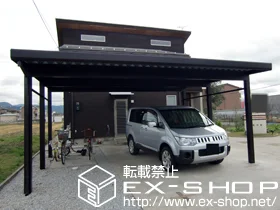 滋賀県福岡市のLIXIL リクシル（トステム）のカーポート ジーポートneo 積雪150cm 2台用 6本柱 施工例
