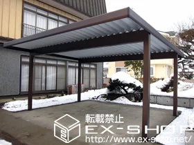 秋田県鳥取市のYKKAPのカーポート ジーポートneo 積雪100cmＡタイプ 2台用 4本柱 積雪〜100cm対応 施工例