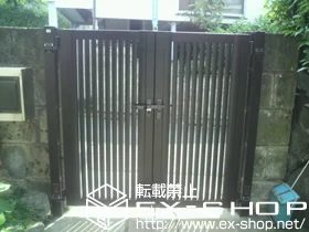 LIXIL リクシル(TOEX)の門扉 シャレオR4型 両開き　門柱使用 施工例