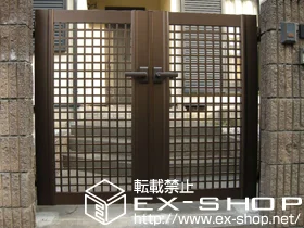 YKKAPの門扉 エクスライン門扉3型 両開き 門柱使用 施工例
