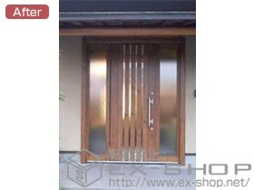 LIXIL リクシル(トステム)の玄関ドア リシェント 700型 断熱仕様K4 両袖 施工例