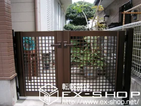 YKKAPの門扉 エクスライン門扉3型 両開き親子 門柱使用 施工例