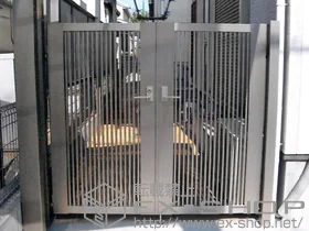 LIXIL リクシル(新日軽)の門扉 エクジス門扉R2型 両開き 柱使用 施工例