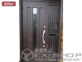 LIXIL リクシル(トステム)の玄関ドア リシェント P1型 アルミ仕様 片袖飾りランマ付 施工例
