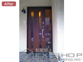 LIXIL リクシル(トステム)の玄関ドア リシェント アルミ仕様 P2型 中桟ポスト付 施工例