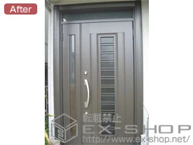 LIXIL リクシル(トステム)の玄関ドア リシェント アルミ仕様 H1型 ランマ付 施工例