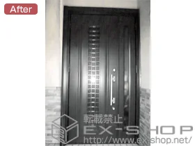 LIXIL リクシル(トステム)の玄関ドア リシェントアルミ仕様 22親子L S1型＋下枠段差緩和材 施工例