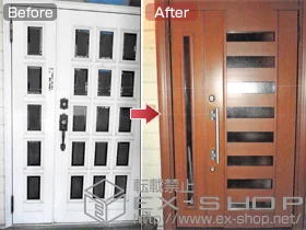 LIXIL リクシル(トステム)の玄関ドア リシェント 600型＋下枠段差緩和材・下枠巾木・施工スペーサーセット 施工例