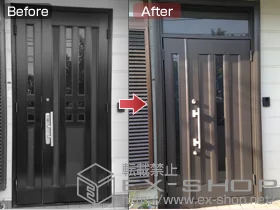 LIXIL リクシル(トステム)の玄関ドア リシェント P1型＋下枠巾木・施工スペーサーセット 施工例