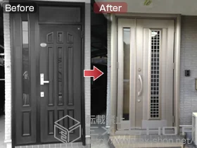 LIXIL リクシル(トステム)の玄関ドア リシェント H2型+下枠巾木+施工スペーサーセット+下枠段差緩和材 施工例