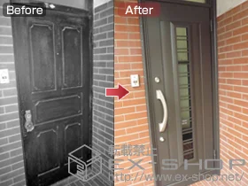 LIXIL リクシル(トステム)の玄関ドア リシェントアルミ仕様 20片開き(ランマ付)R H1型 施工例