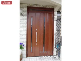 LIXIL リクシル(トステム)の玄関ドア リシェントK4仕様 20親子R(ランマ付き) 500型 施工例