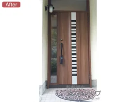 LIXIL リクシル(トステム)の玄関ドア リシェントII K4仕様片袖仕様(ランマ付)R E90型 施工例