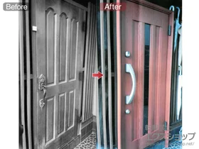 LIXIL リクシル(トステム)の玄関ドア リシェント アルミ仕様22片開き仕様（ランマ無）R P1型 施工例