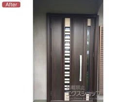 LIXIL リクシル(トステム)の玄関ドア リシェントII 断熱K4仕様 両袖仕様（ランマ無）R E90型 施工例