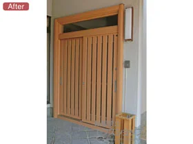 LIXIL リクシル(トステム)の玄関ドア リシェント玄関引戸 PG仕様 2枚建戸 ランマ付 15型（縦通し） 施工例