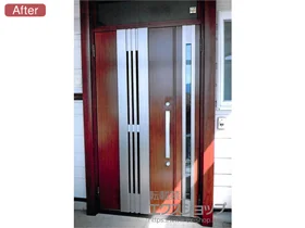 LIXIL リクシル(トステム)の玄関ドア リシェントII 断熱K3仕様 親子仕様(ランマ付)L F86型 施工例