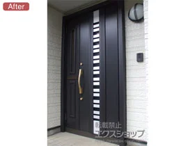 LIXIL リクシル(トステム)の玄関ドア リシェントII 断熱K4仕様 親子仕様(ランマ無)R E90型 施工例