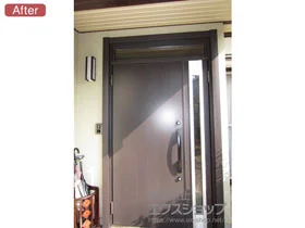 LIXIL リクシル(トステム)の玄関ドア リシェントII 断熱K4仕様 親子仕様(ランマ付)L A22型 施工例