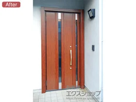 LIXIL リクシル(トステム)の玄関ドア リシェントII 断熱K2仕様 親子仕様(ランマ無)L E12型 施工例
