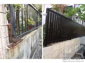YKKAPのフェンス・柵 エクスラインフェンス22型 たて半目隠し 自由柱施工 施工例
