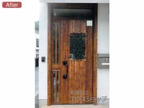 LIXIL リクシル(トステム)の玄関ドア リシェントII 断熱K4仕様 片袖飾り仕様(ランマ付/中桟付/ポスト無)R C41型 施工例