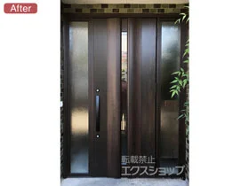 LIXIL リクシル(トステム)の玄関ドア リシェント玄関ドア3 断熱K4仕様 手動 両袖仕様(ランマ無)R G12型 施工例