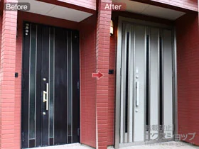 LIXIL リクシル(トステム)の玄関ドア リシェント玄関ドア3 断熱K2仕様  親子仕様(ランマ無)R M24型　*カザスプラス仕様 施工例