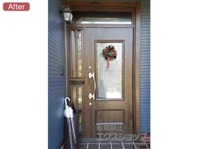 LIXIL リクシル(トステム)の玄関ドア リシェント玄関ドア3 断熱K4仕様 手動 片袖飾り仕様(ランマ付)R C15型 施工例
