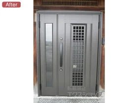 LIXIL リクシル(トステム)の玄関ドア リシェント 玄関ドア3 アルミ仕様 手動 親子仕様(ランマ無)R C84N型 施工例