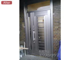 LIXIL リクシル(トステム)の玄関ドア リシェント 玄関ドア3 アルミ仕様 手動 親子仕様(ランマ付)R C83N型 ※カザスプラス仕様 施工例