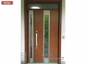 LIXIL リクシル(トステム)の玄関ドア リシェント 玄関ドア3 断熱K4仕様 手動 親子仕様(ランマ付)R M77型 施工例