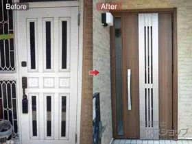 LIXIL リクシル(トステム)の玄関ドア リシェント玄関ドア3 断熱K4仕様 片袖仕様(ランマ無)R M84型 ※カザスプラス仕様 施工例