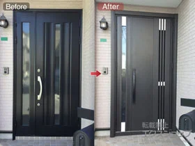 LIXIL リクシル(トステム)の玄関ドア リシェント 玄関ドア3 断熱K2仕様 親子仕様(ランマ無)R M83型 ※カザスプラス仕様 施工例